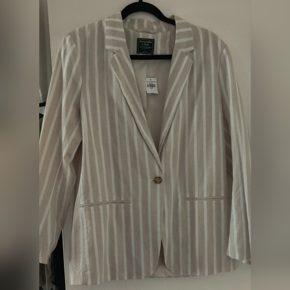 Abercrombie Women's Linen Blend Striped Blazer